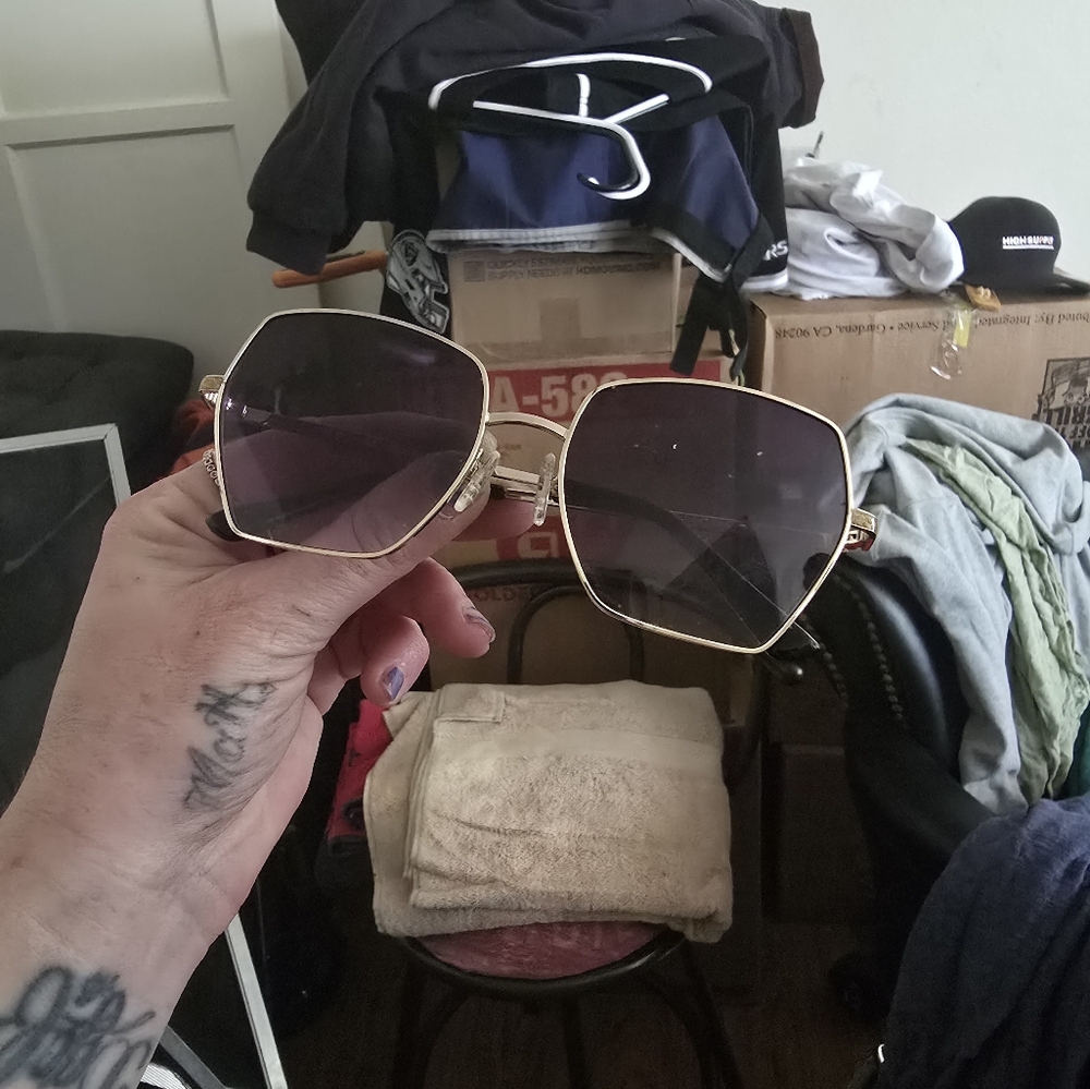 Guess Gold Frame Sunglasses with Black Lenses